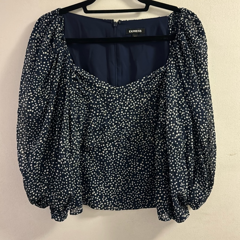 Express square neck polka dot blouse